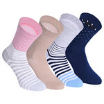 Damensocken extra breites Bündchen und Schaft Ringel und Punkte pfirsich-beige-blau-mix - 19