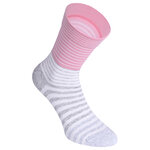 Damensocken extra breites Bündchen und Schaft Ringel und Punkte pfirsich-beige-blau-mix - 29