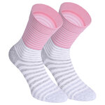 Damensocken extra breites Bündchen und Schaft Ringel und Punkte pfirsich-beige-blau-mix - 32