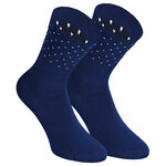Damensocken extra breites Bündchen und Schaft Ringel und Punkte pfirsich-beige-blau-mix - 28