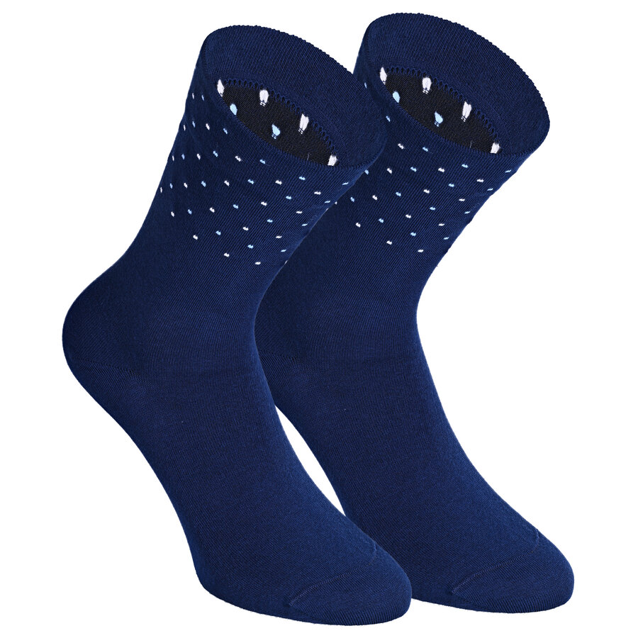 Damensocken extra breites Bündchen und Schaft Ringel und Punkte pfirsich-beige-blau-mix - 28