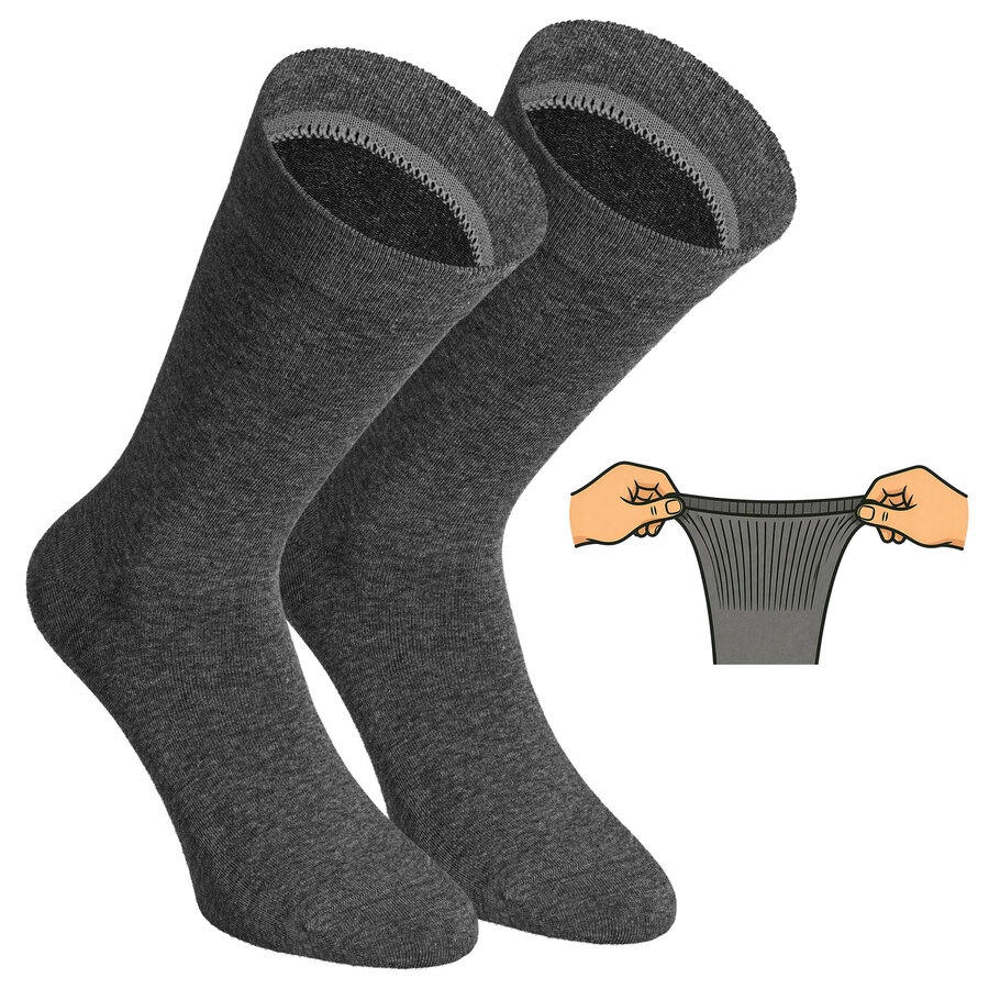 Herrensocken mit extra breitem Bündchen grau-mix - 19
