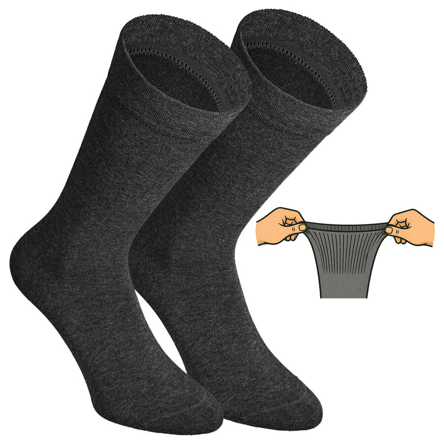 Herrensocken mit extra breitem Bündchen grau-mix - 25