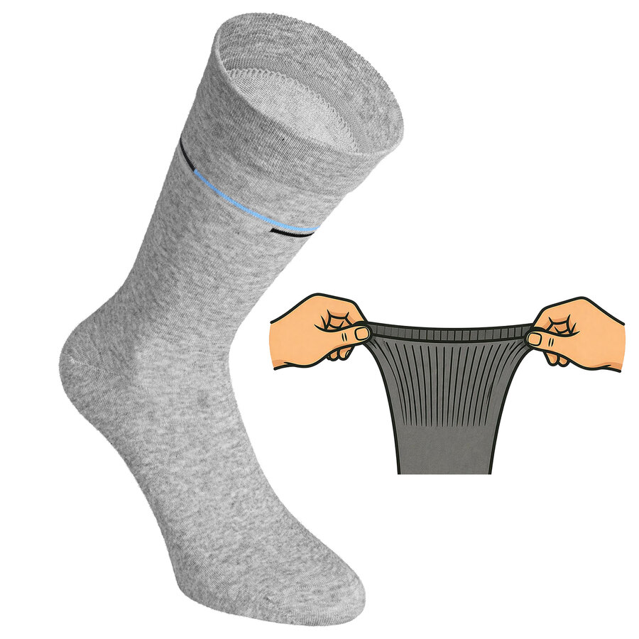 Herrensocken mit extra breitem Bündchen Streifen-Mix - 21