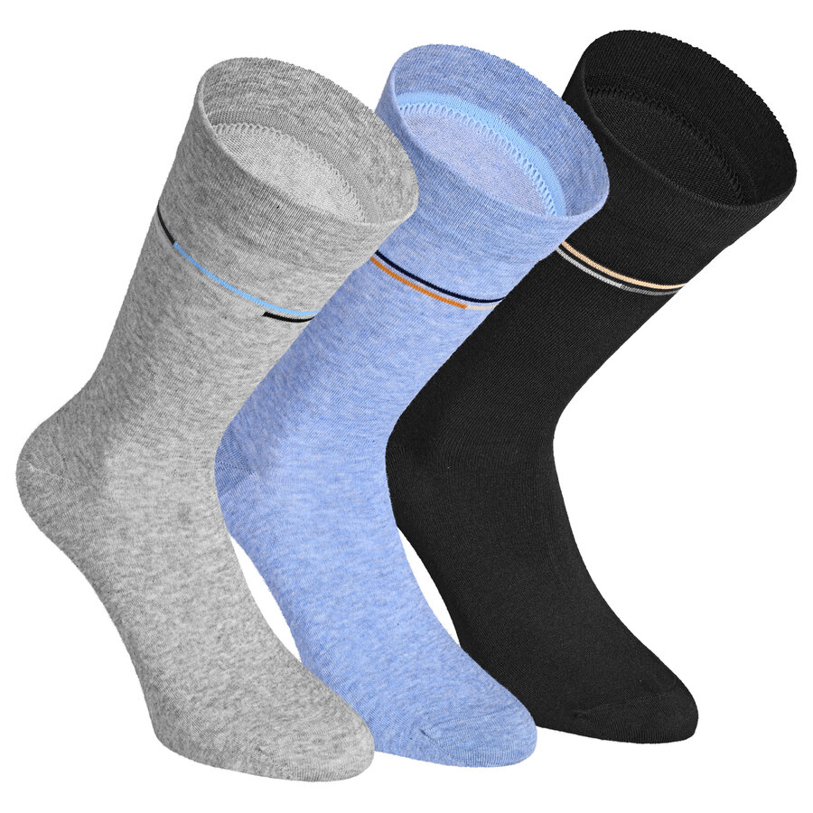Herrensocken mit extra breitem Bündchen Streifen-Mix - 8