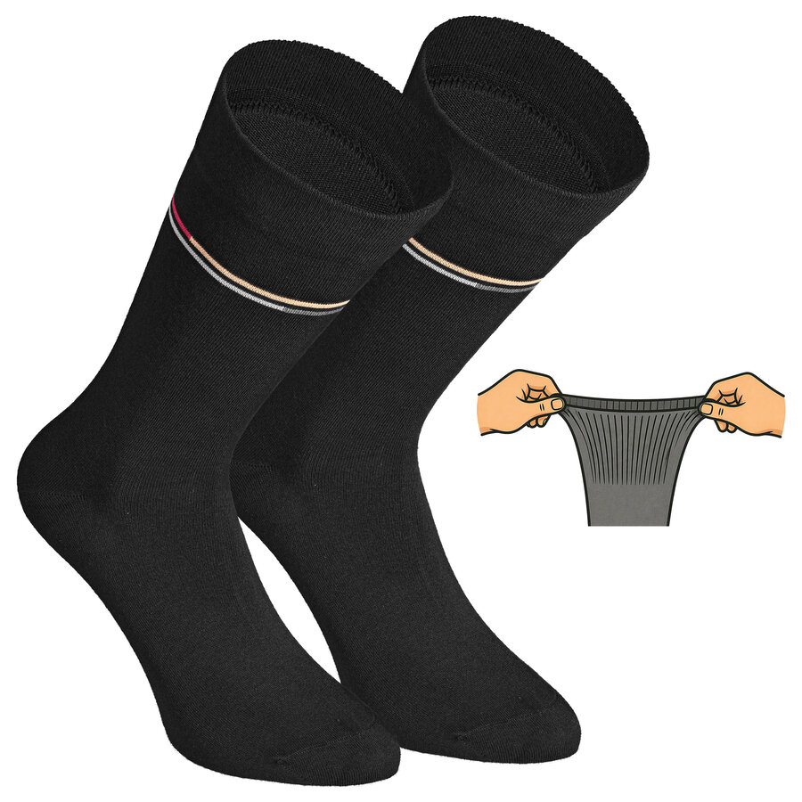 Herrensocken mit extra breitem Bündchen Streifen-Mix - 24