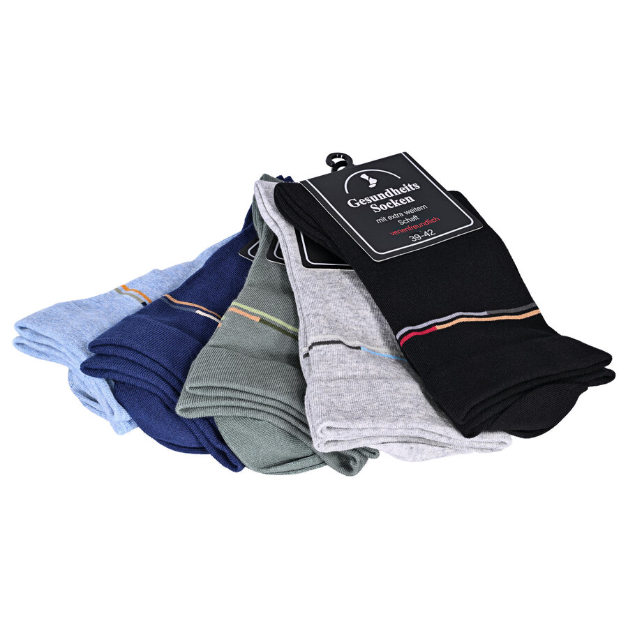 Herrensocken mit extra breitem Bündchen Streifen-Mix - 11