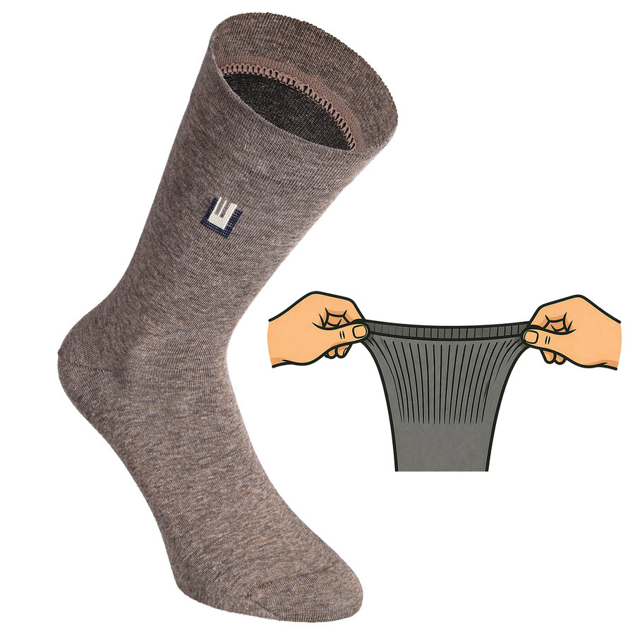 Herrensocken mit extra breitem Bündchen Seitenmuster - 25