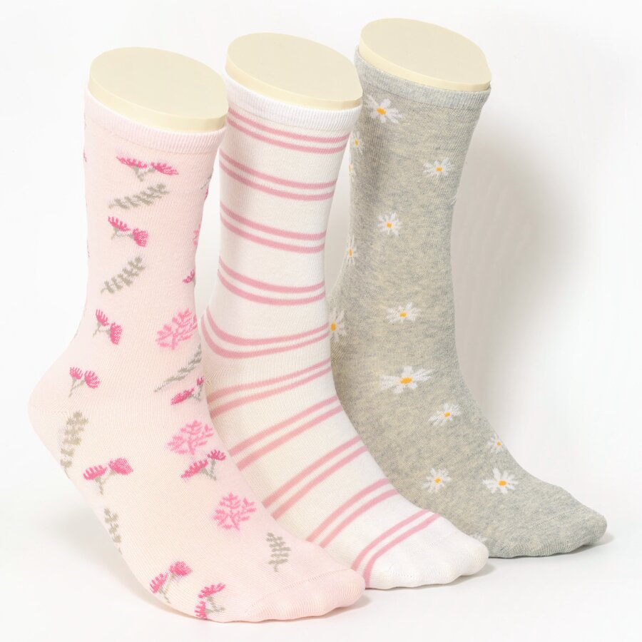 Damensocken Romantic-Ringel rosa-mix