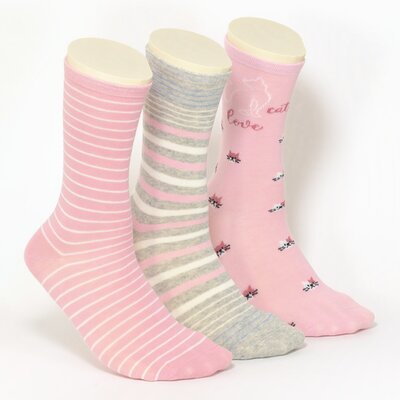Damensocken Fun-Ringel rosa-mix