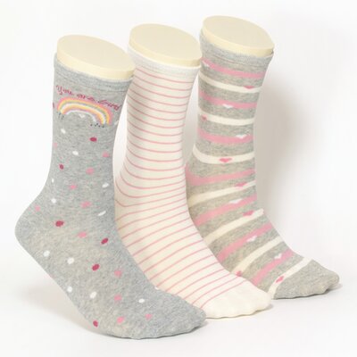 Damensocken Romantic-Ringel grau mix