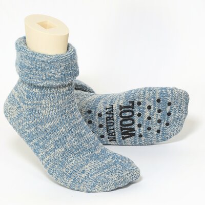Kuschel-Wollsocken ABS-Noppen blau-melange