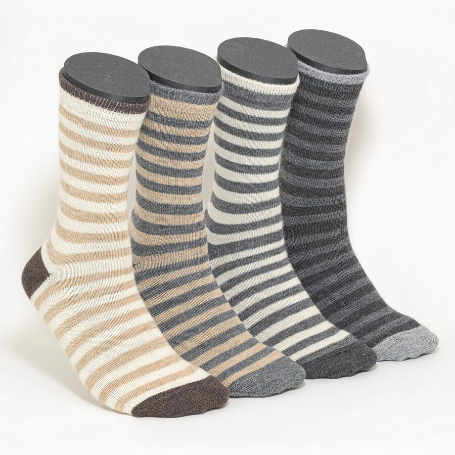 Alpaka Wollsocken Ringel-Look