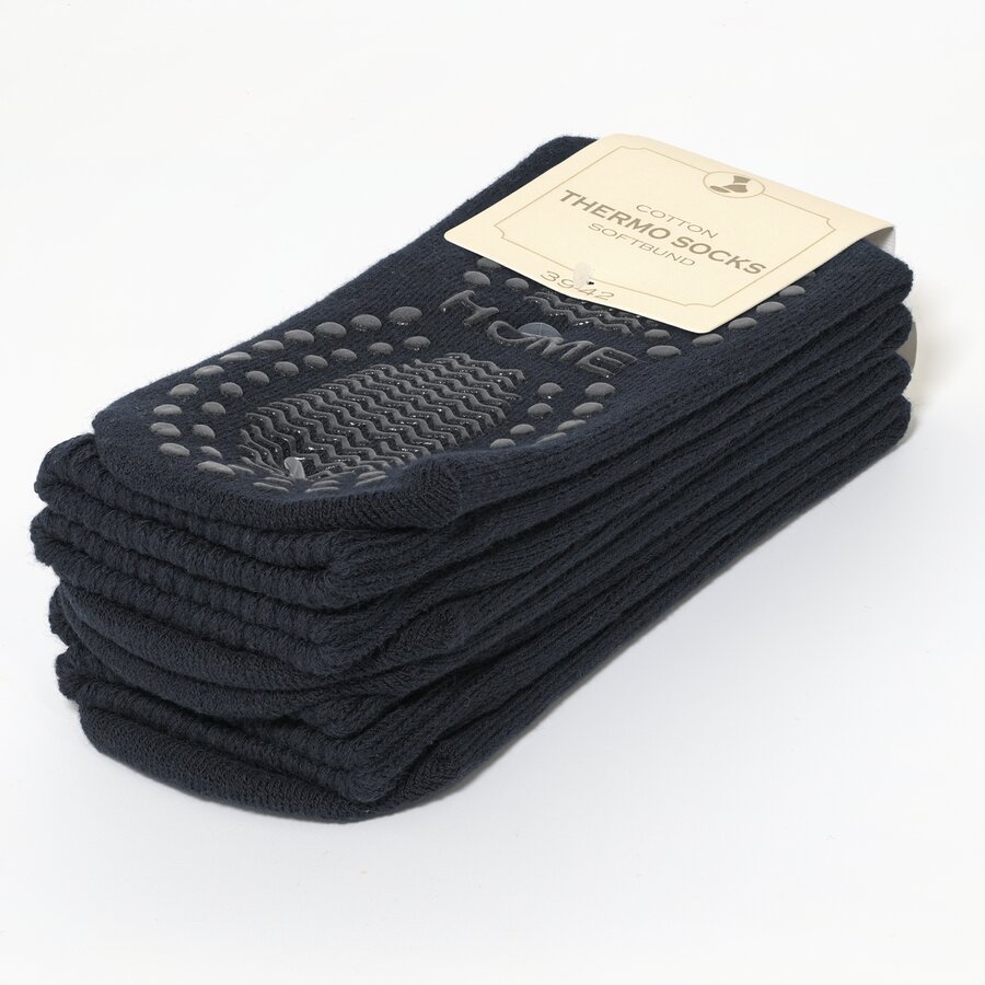 Herren Thermo-Noppensocken Softbund ohne Gummidruck marine-blau - 2