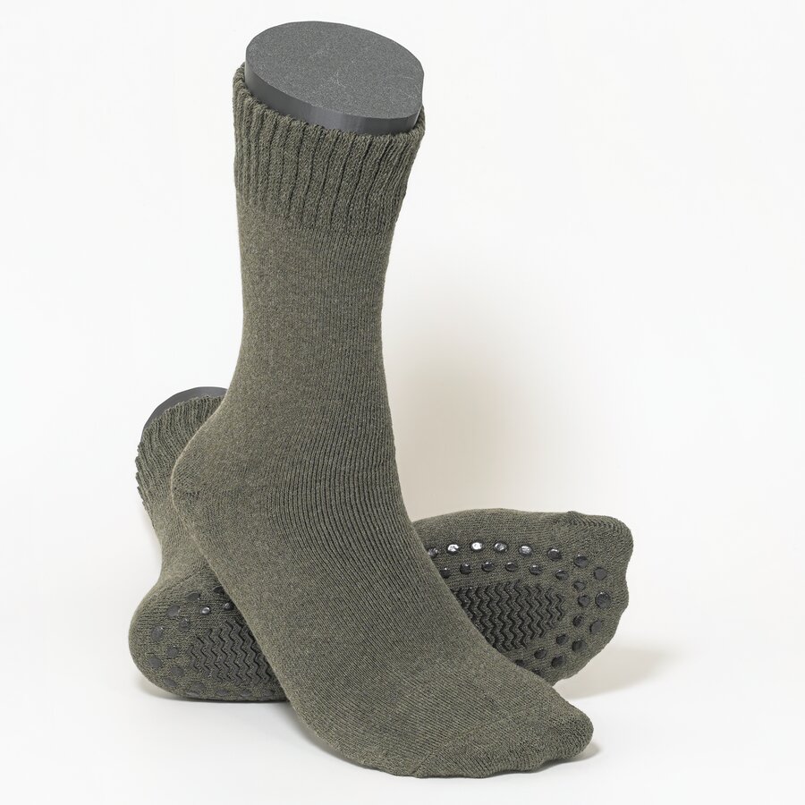 Thermo-Noppensocken Softbund ohne Gummidruck Herren oliv-schwarz - 3