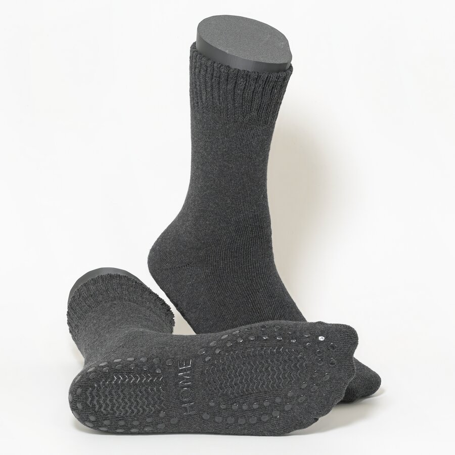Herren Thermo-Noppensocken Softbund ohne Gummidruck anthrazit - 1