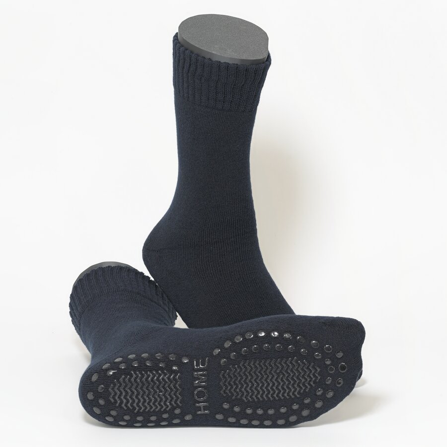 Herren Thermo-Noppensocken Softbund ohne Gummidruck marine-blau - 1