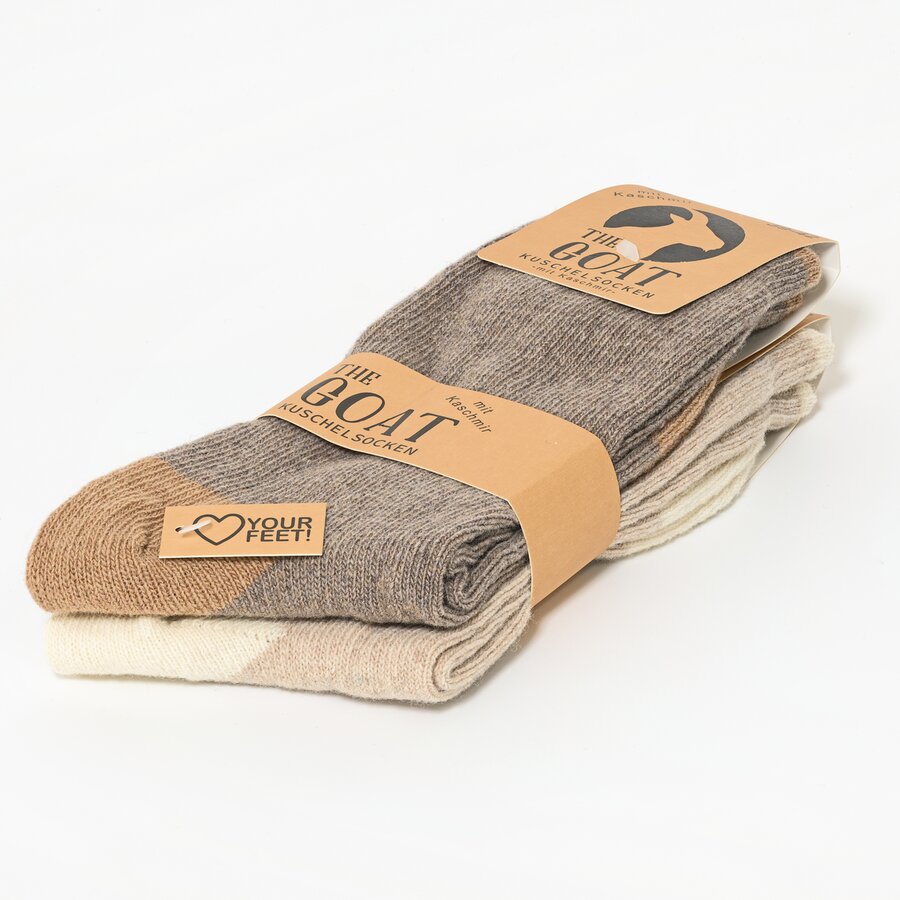 Kaschmir-Wollsocken natur-beige-mix - 2
