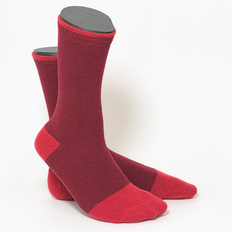 Kaschmir-Wollsocken rot-petrol-mix - 3