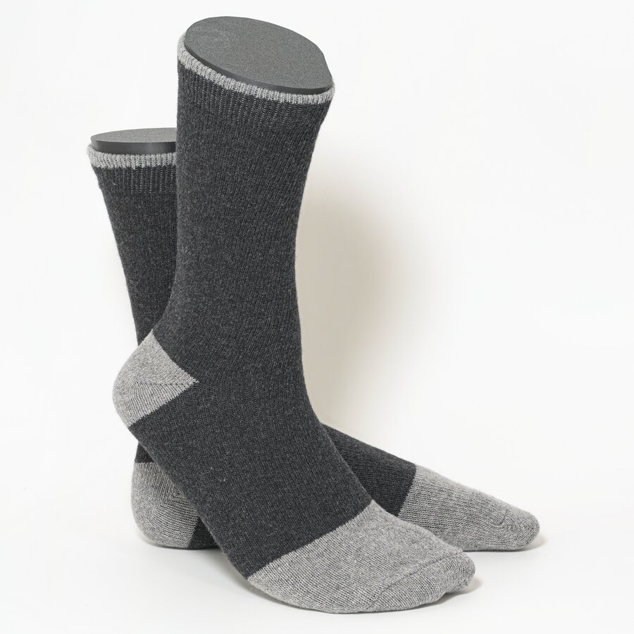 Kaschmir-Wollsocken anthrazit-grau-mix - 3