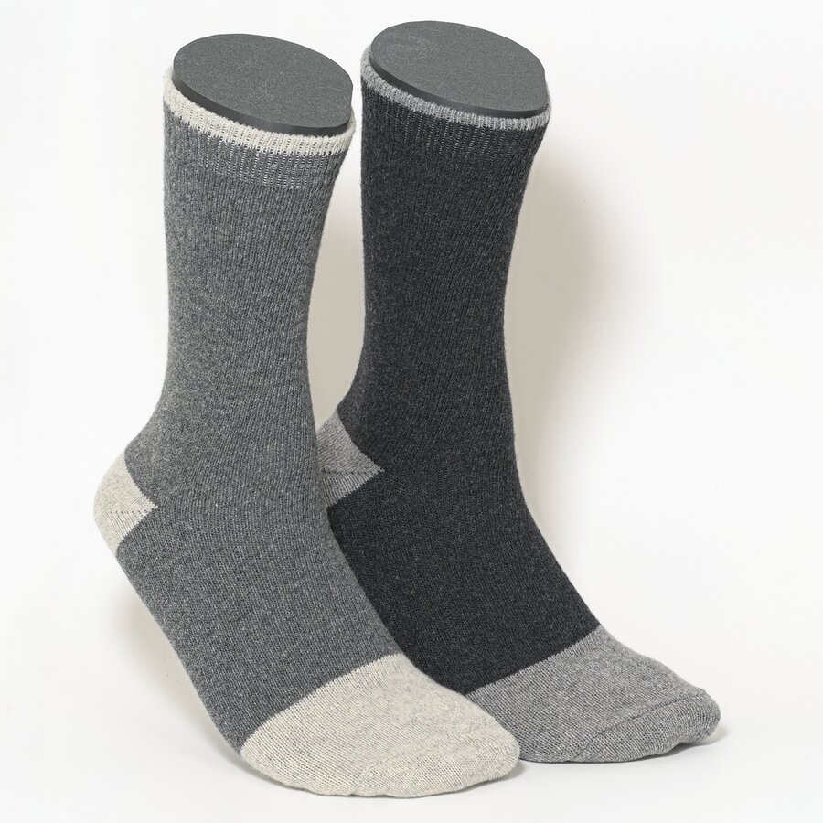 Kaschmir-Wollsocken anthrazit-grau-mix - 1