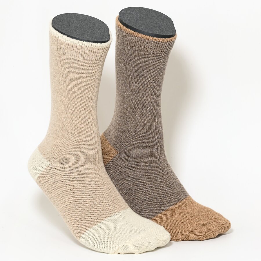 Kaschmir-Wollsocken natur-beige-mix - 1