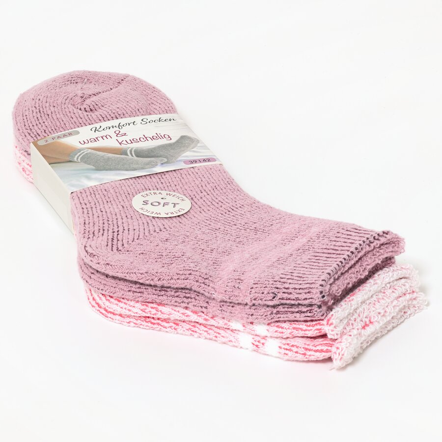 Damensocken Kuschelweich pink-rosa-melange-mix - 2