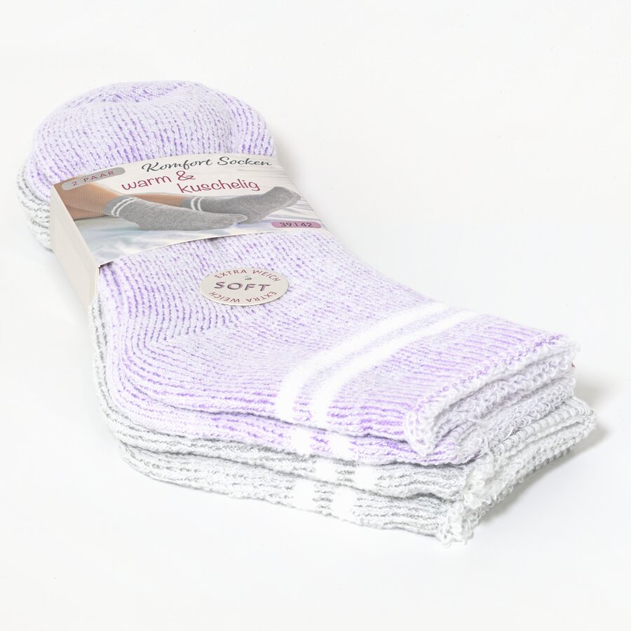 Damensocken Kuschelweich flieder-grau-melange-mix - 2