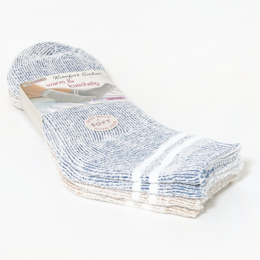 Damensocken Kuschelweich himmelblau-grau-melange-mix - 2