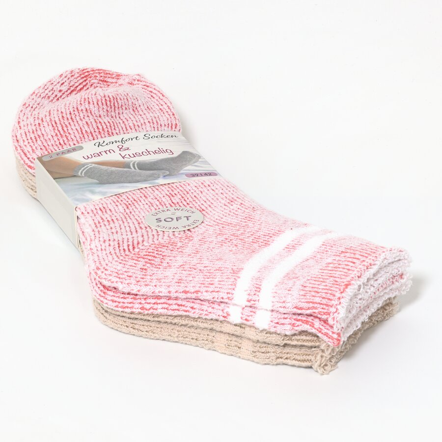 Damensocken Kuschelweich orange-beige-melange-mix - 2