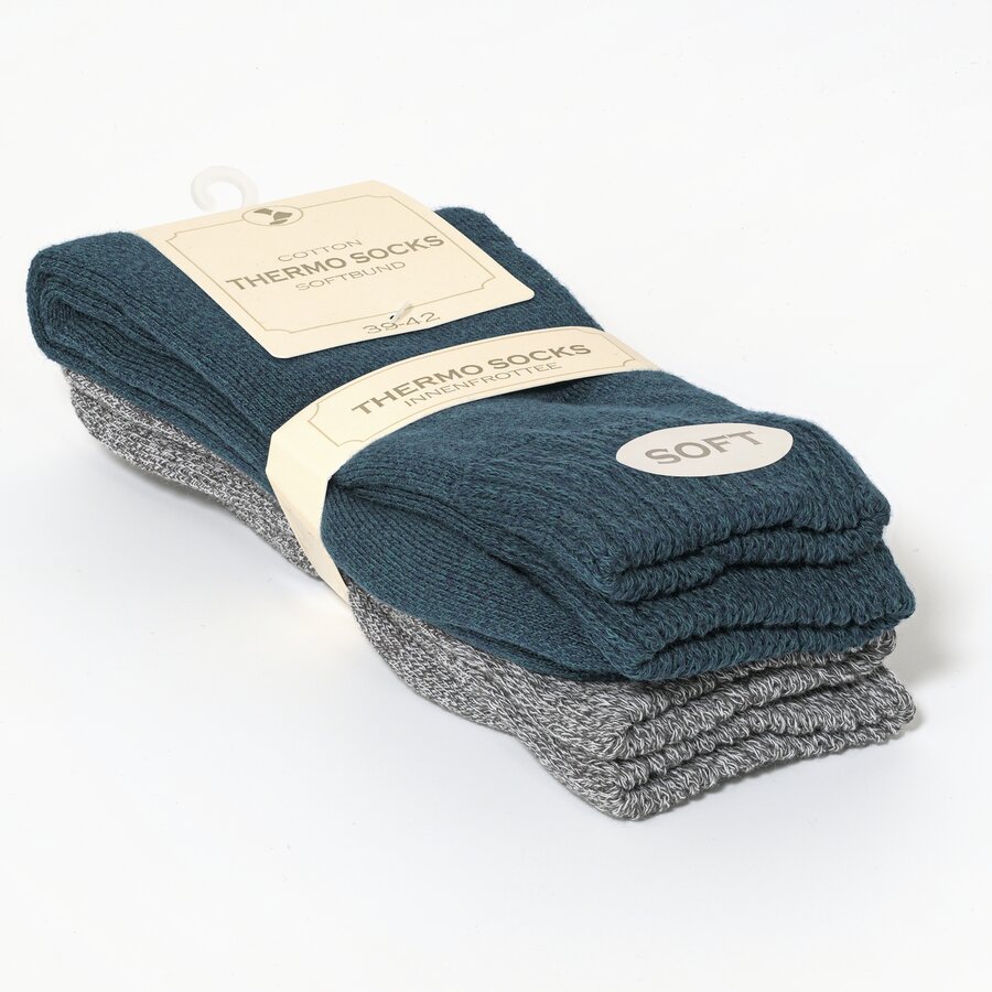 Damensocken Thermo Softbündchen dunkelpetrol-grau-melange-mix - 2