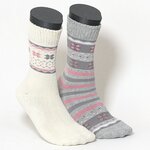 Thermo Damensocken Soft-Bündchen rosa-grau-beige-mix - 1