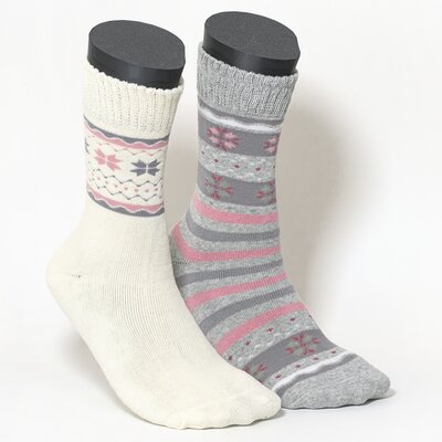 Thermo Damensocken Soft-Bündchen rosa-grau-beige-mix