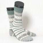 Thermo Damensocken Soft-Bündchen grün-grau-beige-mix - 3