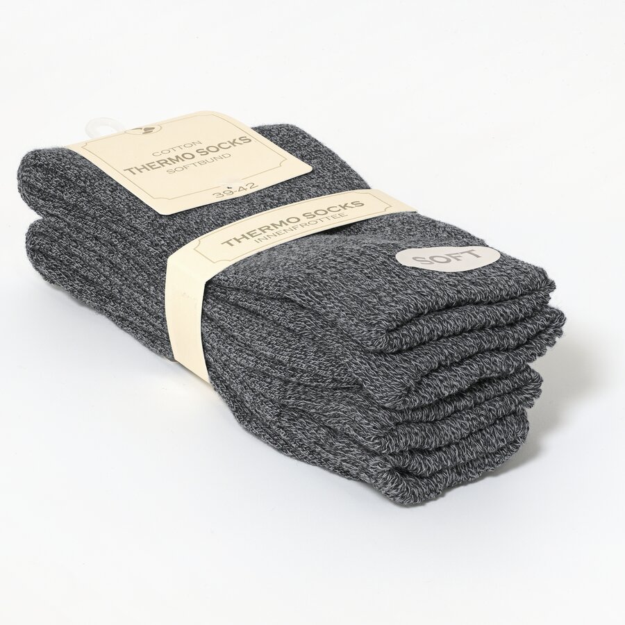 Damensocken Thermo Softbündchen dunkelgrau-melange - 2