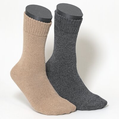 Damensocken Thermo Softbündchen beige-grau-melange-mix