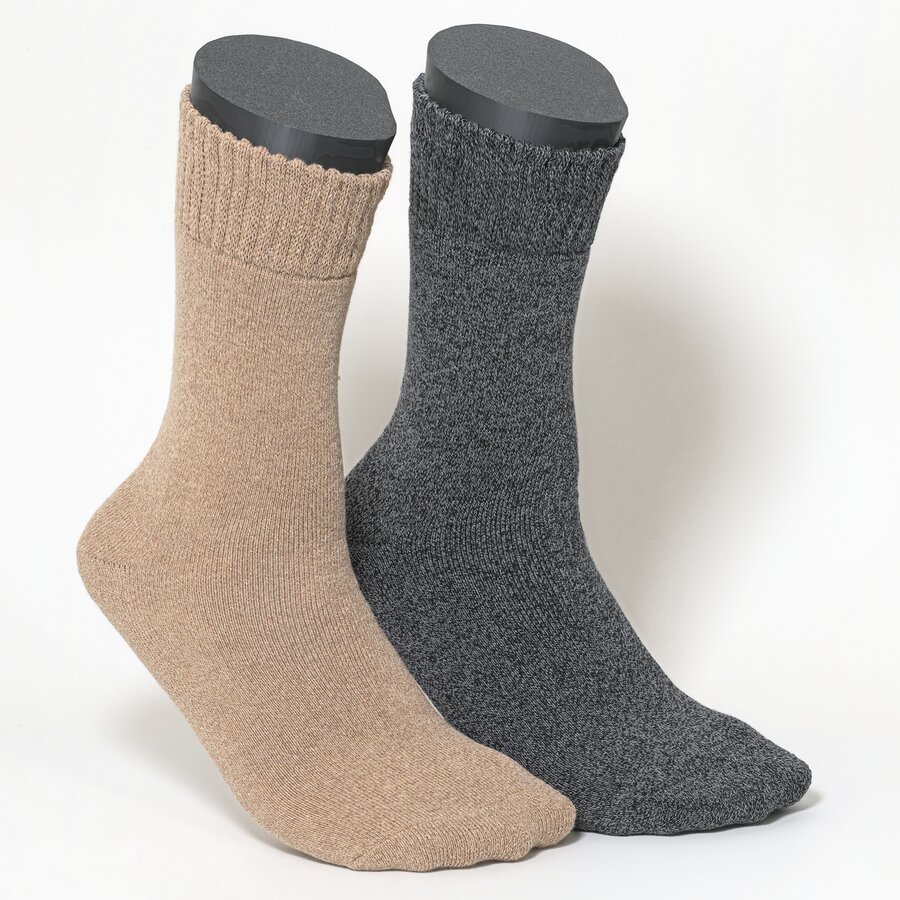 Damensocken Thermo Softbündchen beige-grau-melange-mix - 1