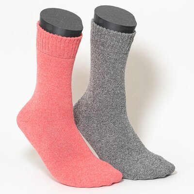 Damensocken Thermo Softbündchen koralle-grau-melange-mix
