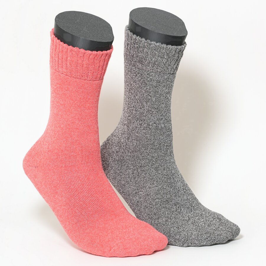 Damensocken Thermo Softbündchen koralle-grau-melange-mix - 1