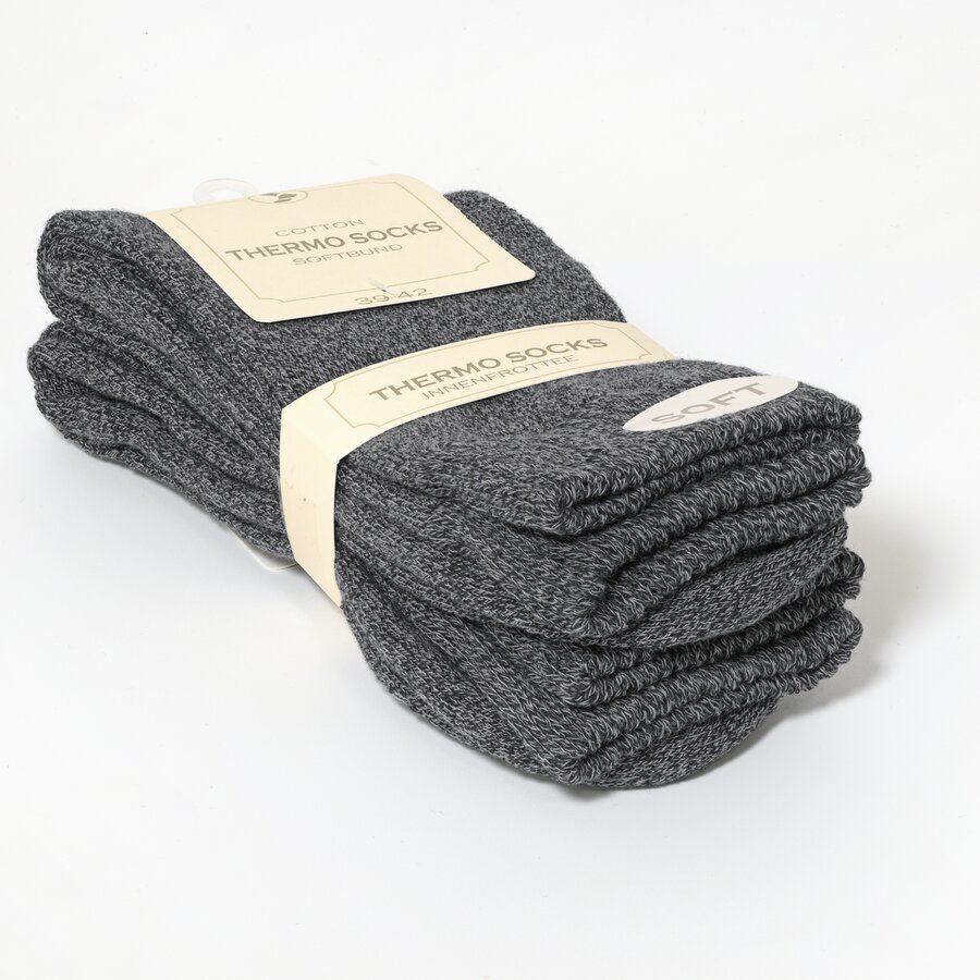 Thermo Herrensocken mit Softrand dunkelgrau-melange - 2