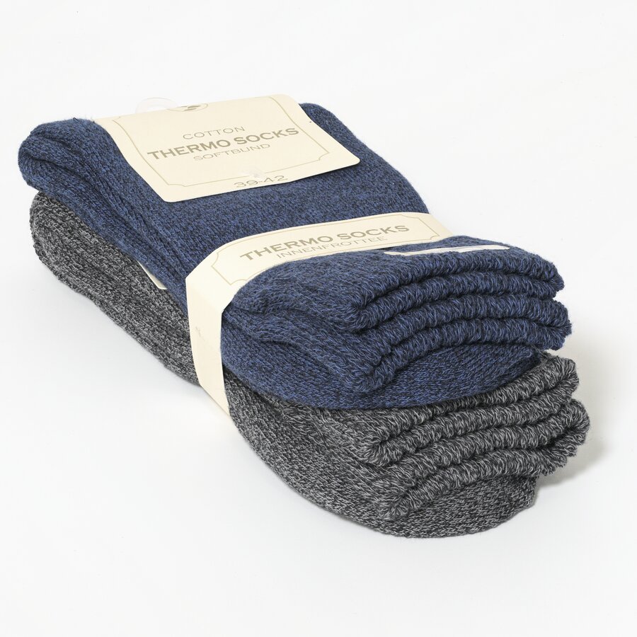 Thermo Herrensocken mit Softrand blau-grau-melange-mix - 2