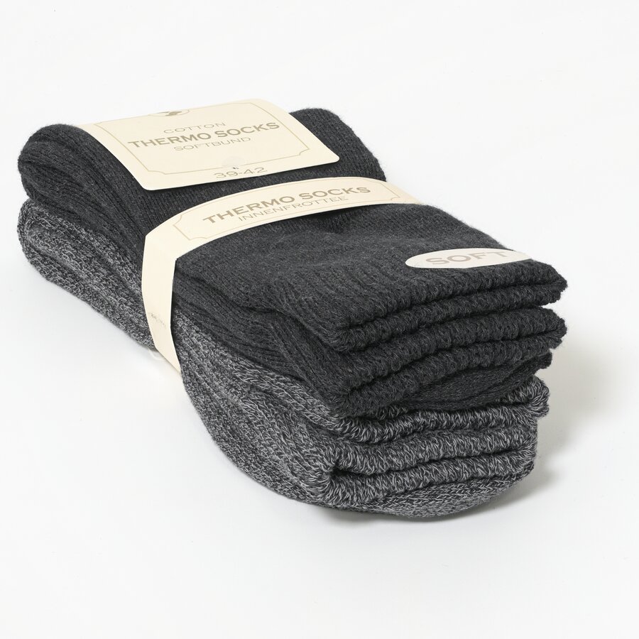 Thermo Herrensocken mit Softrand schwarz-dunkelgrau-melange-mix - 2