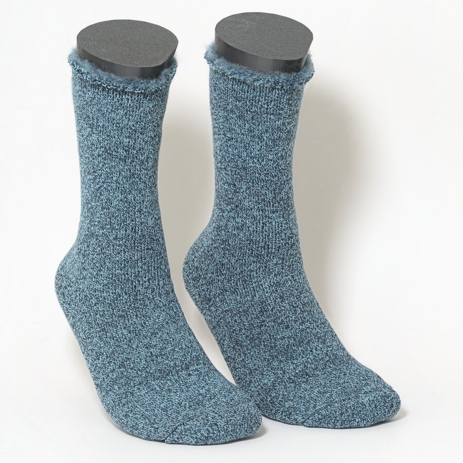 Mega Thermosocken innen plüschig blau-melange - 1