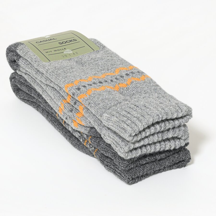 Warme Herren-Wollsocken mit Soft-Bündchen grau-mix - 2
