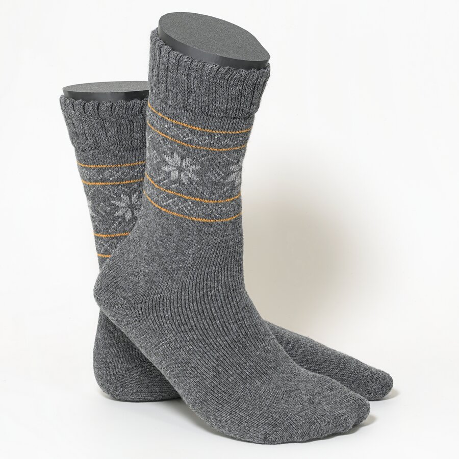 Warme Herren-Wollsocken mit Soft-Bündchen grau-mix - 3