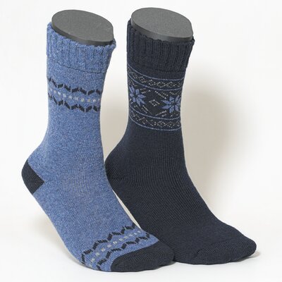 Warme Herren-Wollsocken mit Soft-Bündchen blau-mix