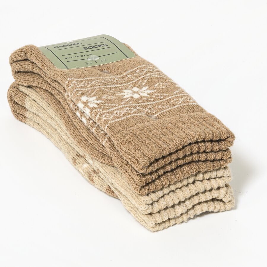 Warme Herren-Wollsocken mit Soft-Bündchen beige-mix - 2