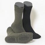 Thermo ABS Damensocken mit Noppen braun-oliv-mix