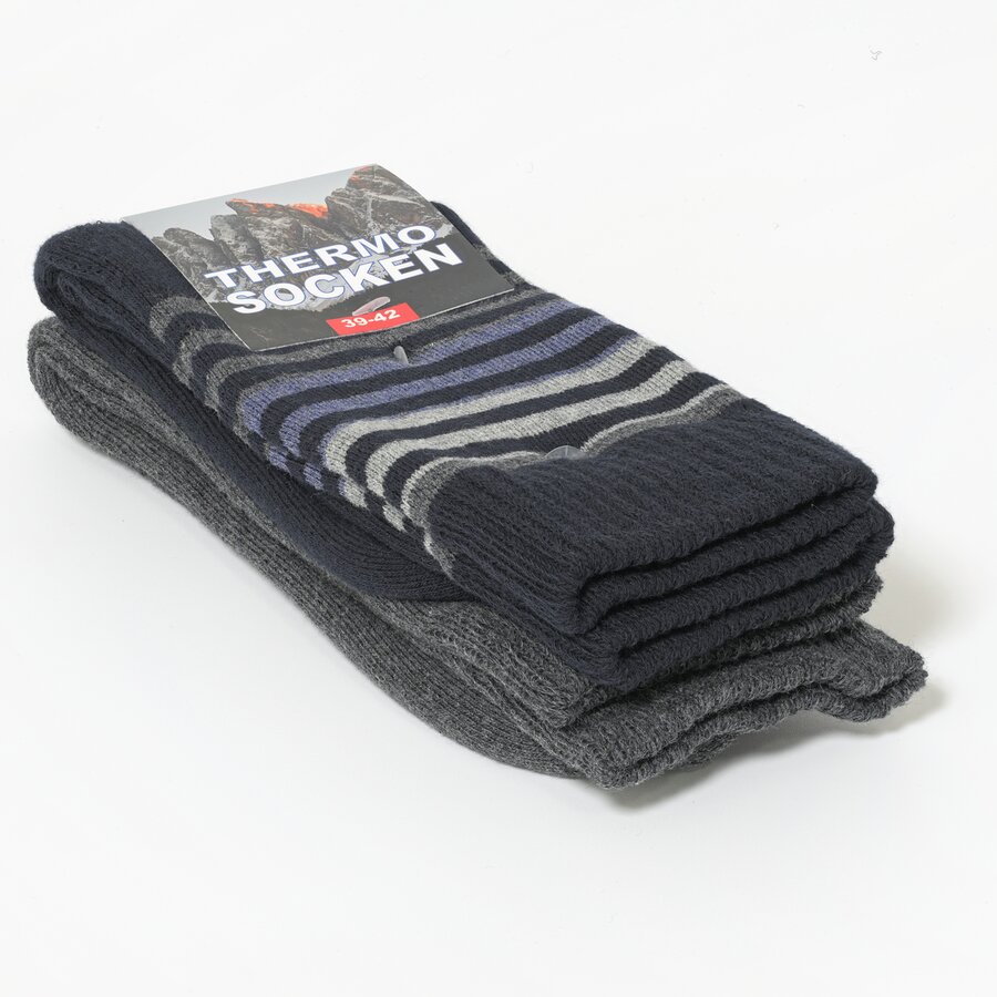 Herrensocken Thermo ringel-blau-anthrazit-mix - 2