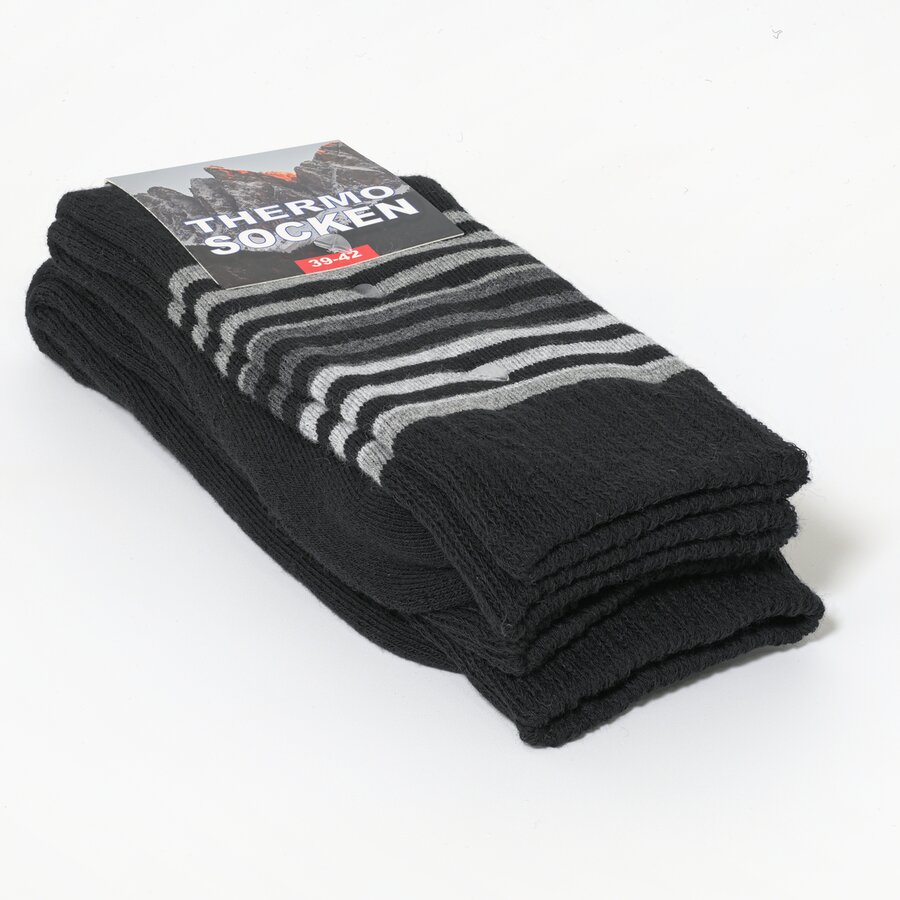 Herrensocken Thermo ringel-grau-schwarz-mix - 2